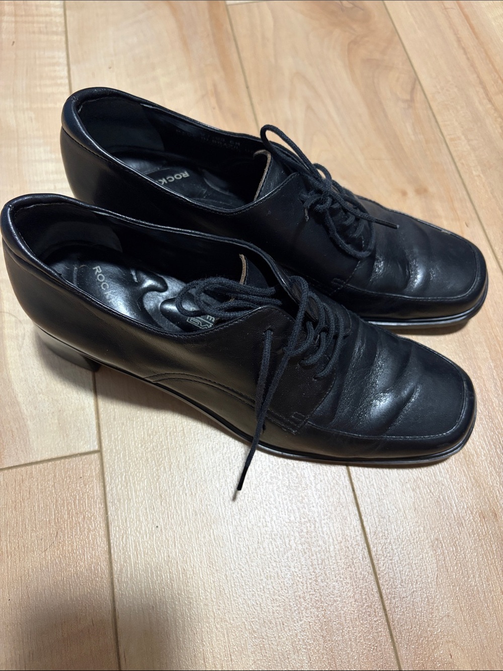 Rockport Black Leather Lace-Up Oxfords